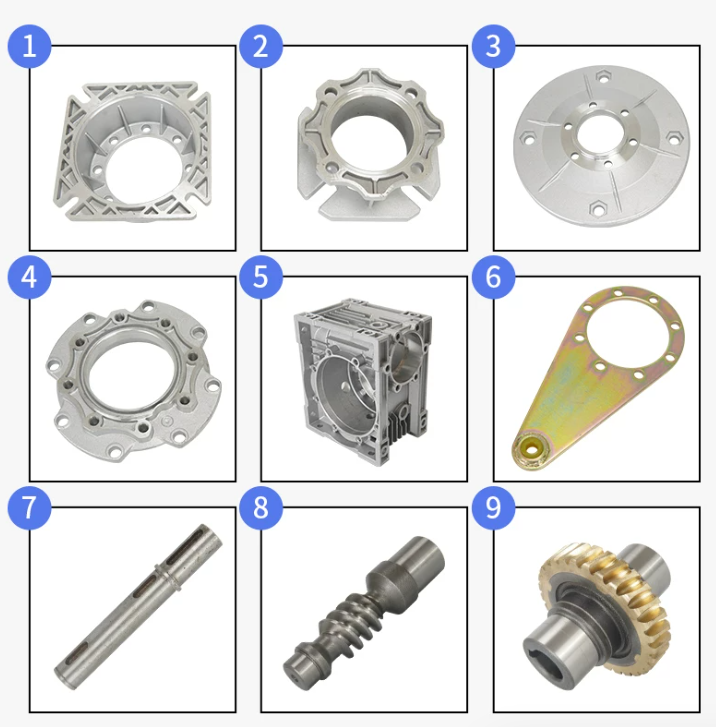 Main parts of a worm gearbox